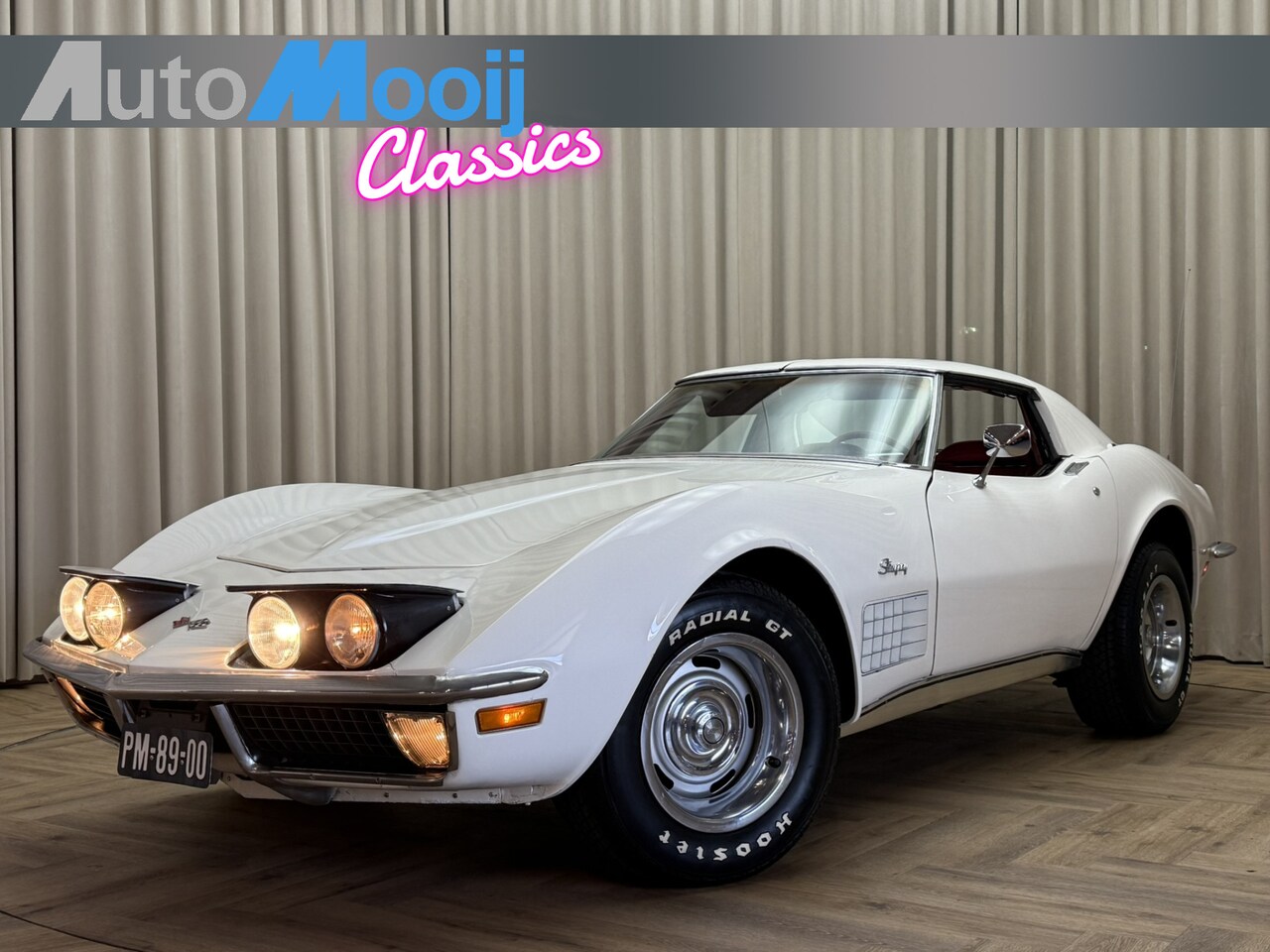 Chevrolet Corvette - C3 Targa *LAST YEAR FULL CHROME BUMPERS* 1972 / Automatic / CLASSIC WHITE & RED VINYL - AutoWereld.nl
