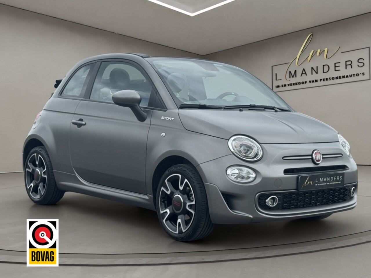 Fiat 500 C - 1.0 Hybrid Sport 2021 MAT GRIJS | Cabriolet | Leder | Grigio Opa - AutoWereld.nl