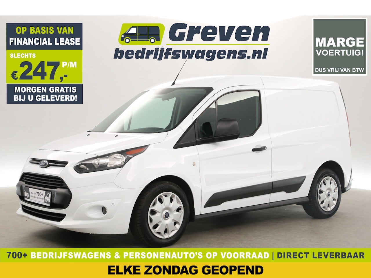 Ford Transit Connect - 1.0 Ecoboost L1H1 Marge Benzine Airco 3 Persoons PDC Elektrpakket Schuifdeur Trekhaak - AutoWereld.nl
