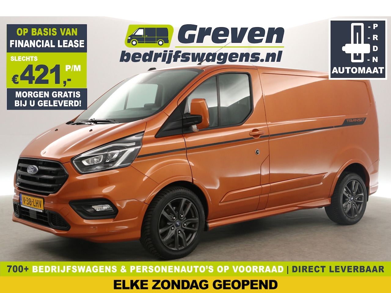 Ford Transit Custom - 290 2.0 TDCI L1H1 Sport 185PK Automaat  Airco Camera Cruise Carplay PDC LED 3 Persoons 18" - AutoWereld.nl