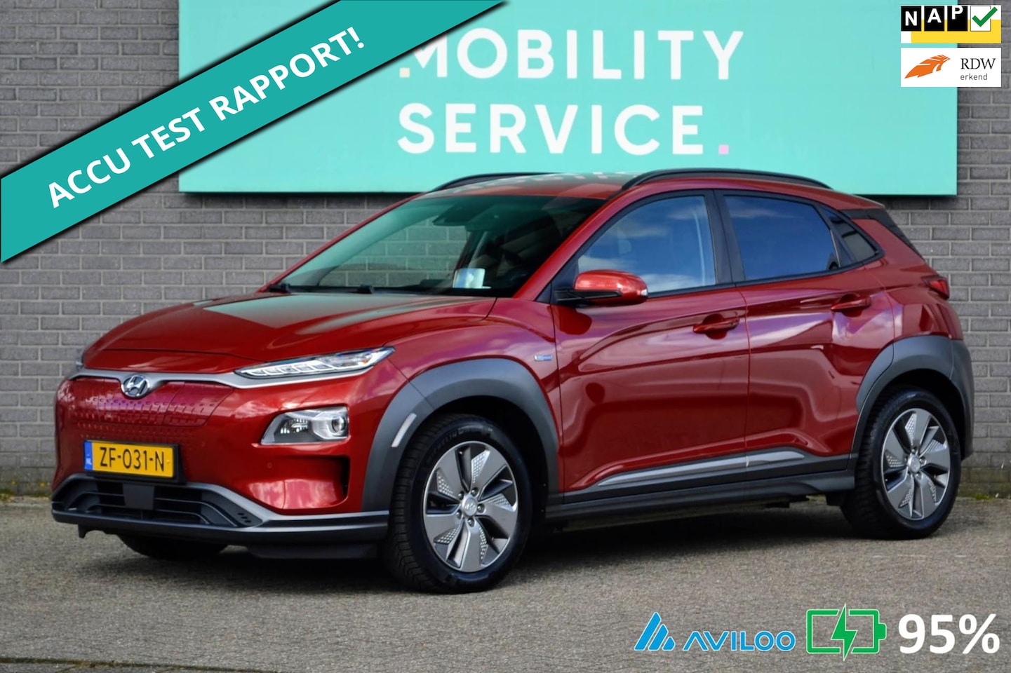 Hyundai Kona Electric - EV Premium 64 kWh SOH95% Clima ACC CarPlay Leder LED Cam - AutoWereld.nl