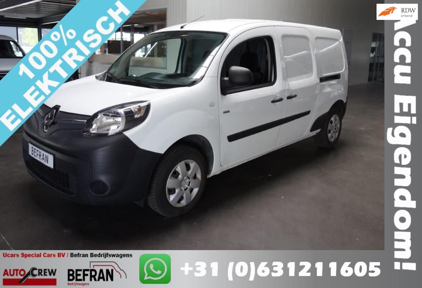 Renault Kangoo - Z.E. Maxi Elektrisch Incl. Accu - Airco/ 2x schuifdeur - AutoWereld.nl