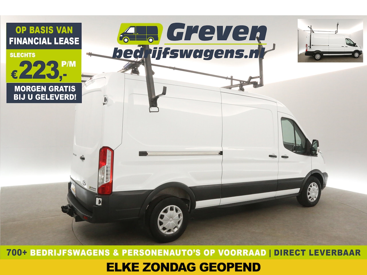 Ford Transit - 350 2.0 TDCI L3H2 2800KG Trekgew. Trekhaak Ladderlift Airco Cruise PDC 3 Persoons Elektrpa - AutoWereld.nl