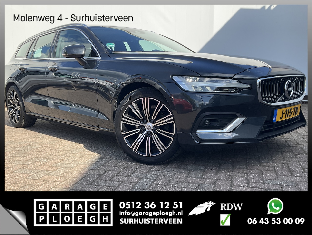 Volvo V60 - 2.0 D3 Inscription Automaat Leder Stoel/Stuurverw Adap.Cruise Cam Carplay 92603KM! - AutoWereld.nl