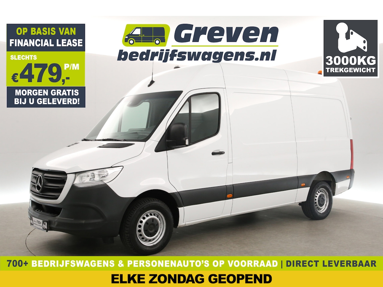 Mercedes-Benz Sprinter - 315 1.9 CDI L2H2 150PK 3500KG Trekgew. Automaat Airco Camera Cruise Carplay Navigatie Trek - AutoWereld.nl