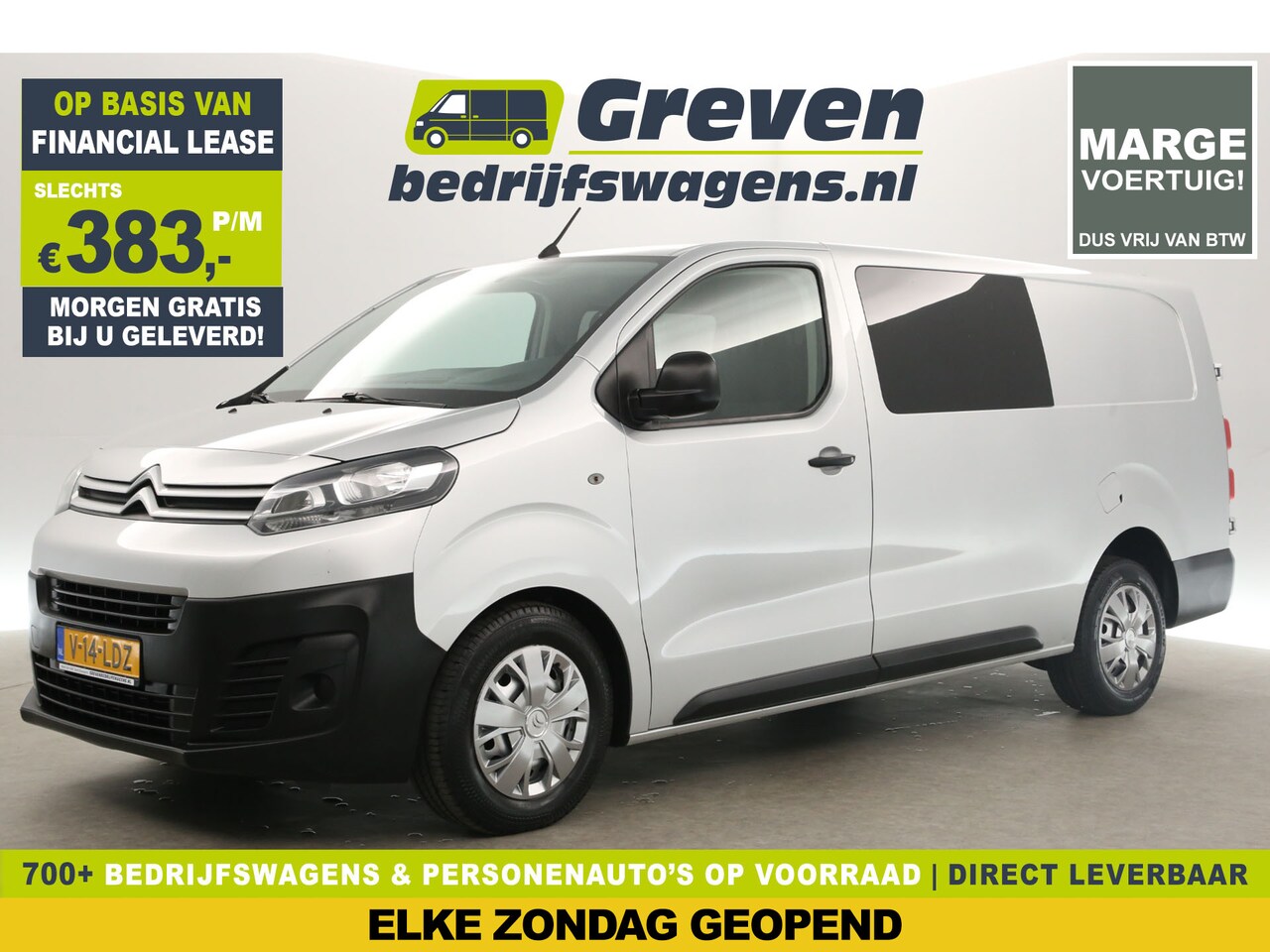 Citroën Jumpy - 2.0 BlueHDI L3H1 Marge Dubbele Cabine Airco Cruise Carplay Navi 5 Persoons PDC Elektrpakke - AutoWereld.nl