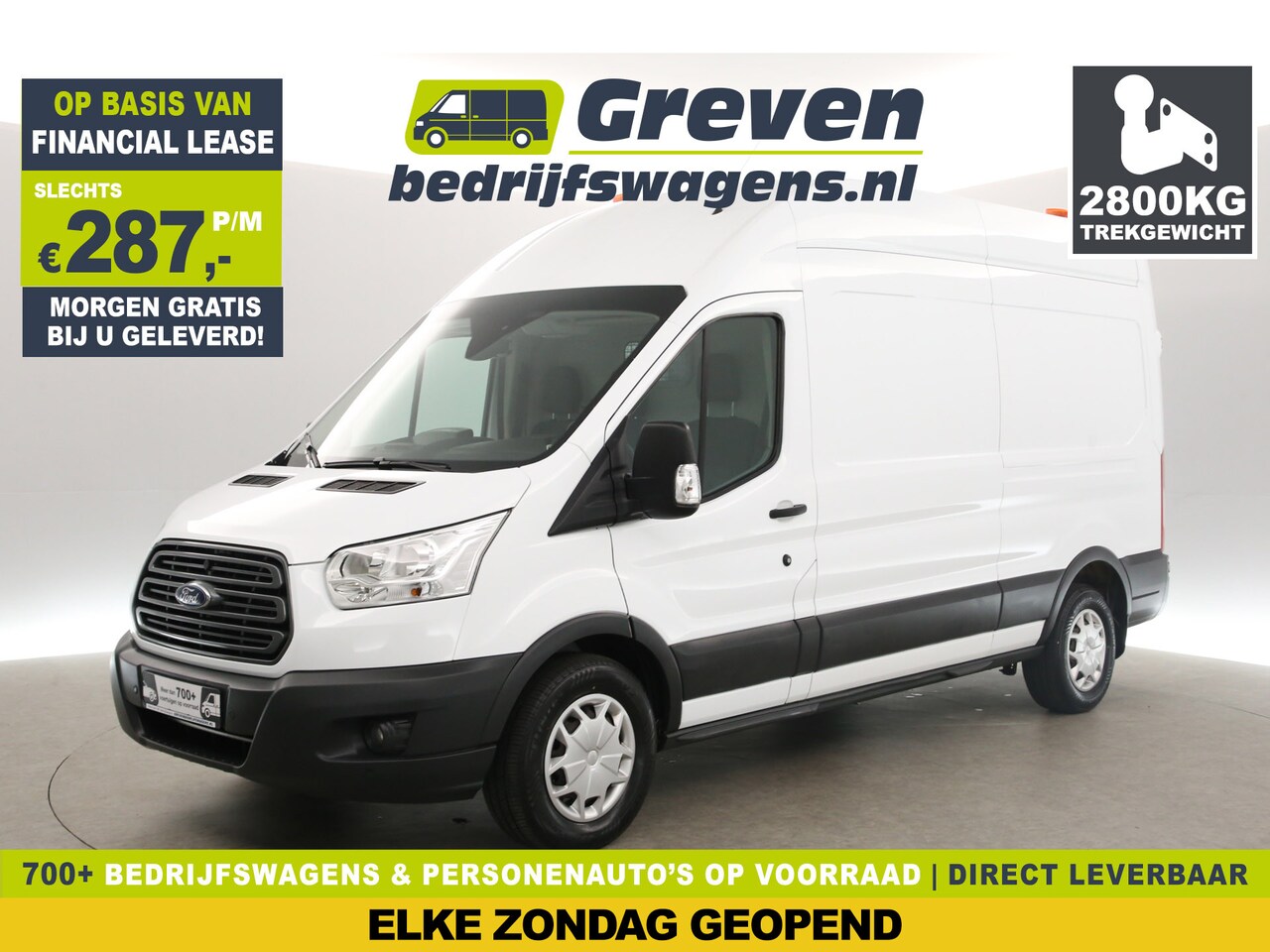 Ford Transit - 350 2.0 TDCI L3H3 2800kg Trekgew. Airco Cruise Kasten Parkeersensoren Inrichting 3 Persoon - AutoWereld.nl