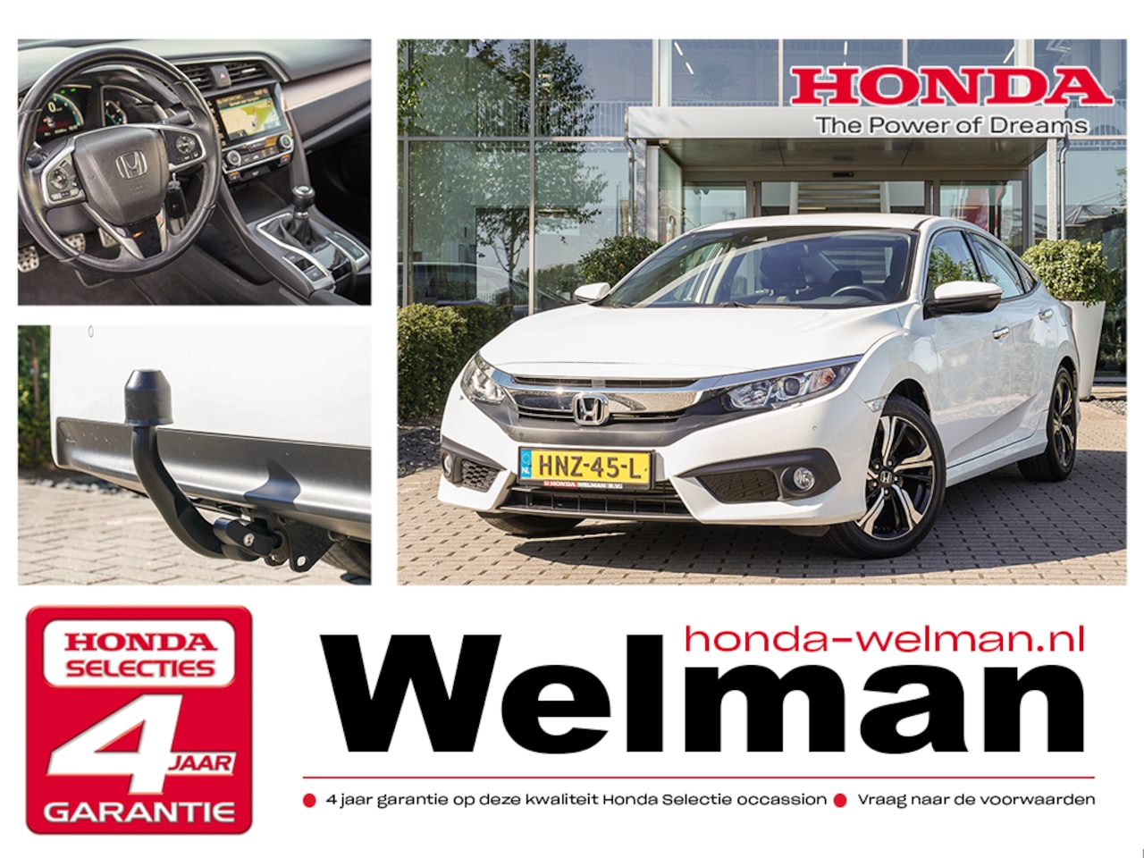 Honda Civic - 1.5i V-TEC ELEGANCE TURBO 182 PK - NAVIGATIE - TREKHAAK - AutoWereld.nl