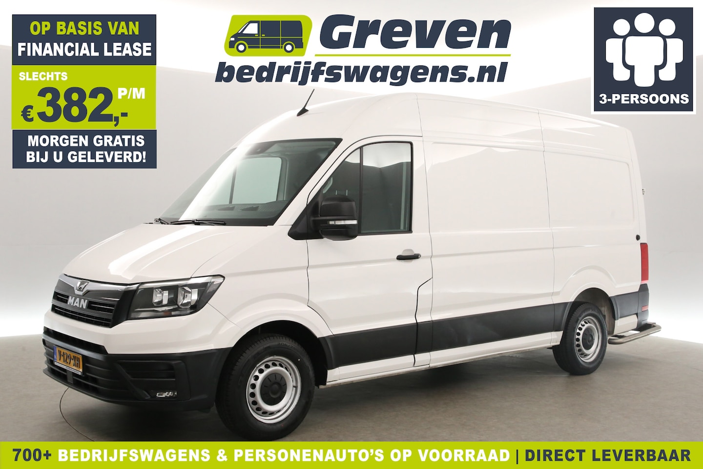 MAN TGE - 35 2.0 L3H3 140PK 3000KG Trekgew. Airco Cruise Carplay Navigatie 3 Persoons Elektrpakket - AutoWereld.nl
