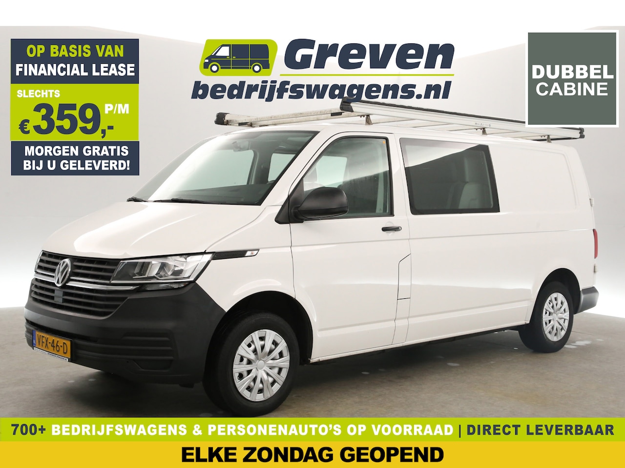 Volkswagen Transporter - 2.0 TDI L2H1 140PK Dubbele Cabine 5 Persoons Airco PDC Imperiaal Elektrpakket Trekhaak - AutoWereld.nl