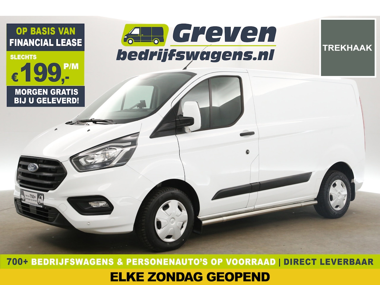 Ford Transit Custom - 280 2.0 TDCI L1H1 Limited Airco Cruise Trekhaak Navigatie 3 Persoons Stoelverwarming Elekt - AutoWereld.nl