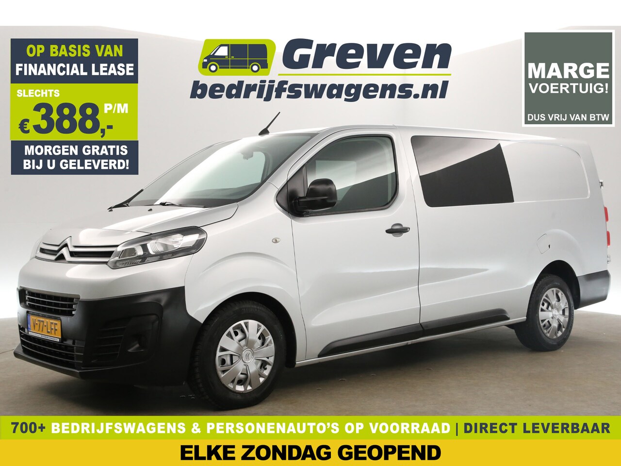 Citroën Jumpy - 2.0 BlueHDI L3H1 | MARGE! | Dubbele Cabine | 5 Persoons | Airco Cruise Carplay Navigatie P - AutoWereld.nl