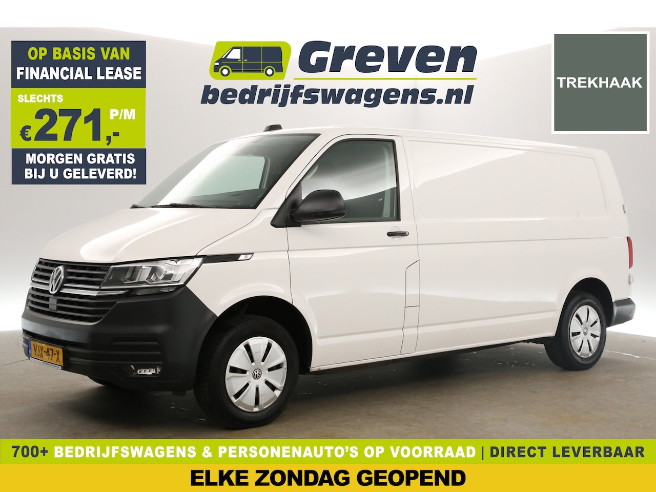 Volkswagen Transporter - 2.0 TDI L2H1 Airco Cruise Carplay Trekhaak PDC Navigatie 3 Persoons Elektrpakket - AutoWereld.nl