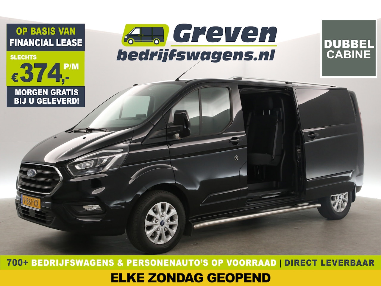 Ford Transit Custom - 2.0 TDCI L2H1 | 170PK | Dubbele Cabine | 5 Persoons Airco Cruise Camera Trekhaak 2xSchuifd - AutoWereld.nl