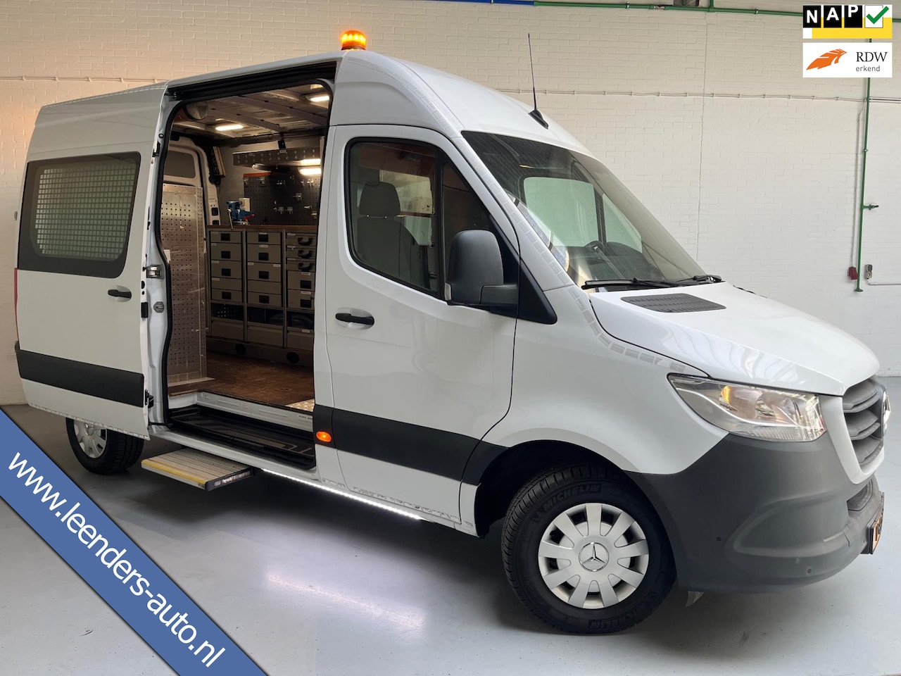 Mercedes-Benz Sprinter - SERVICEWAGEN 314 AUTOMAAT 2.2 CDI 140PK L2H2 EURO6 ECC M-BUX INRICHTING TREKHAAK TREEPLANK - AutoWereld.nl