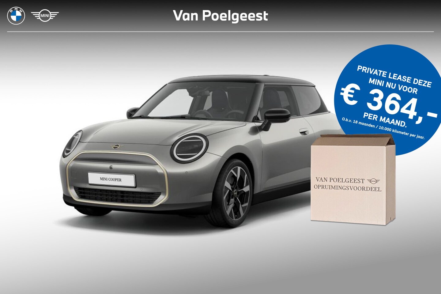 MINI Cooper - Cooper E Favoured L 40.7 kWh | Pakket L | Dak en spiegelkappen in Jetblack - AutoWereld.nl