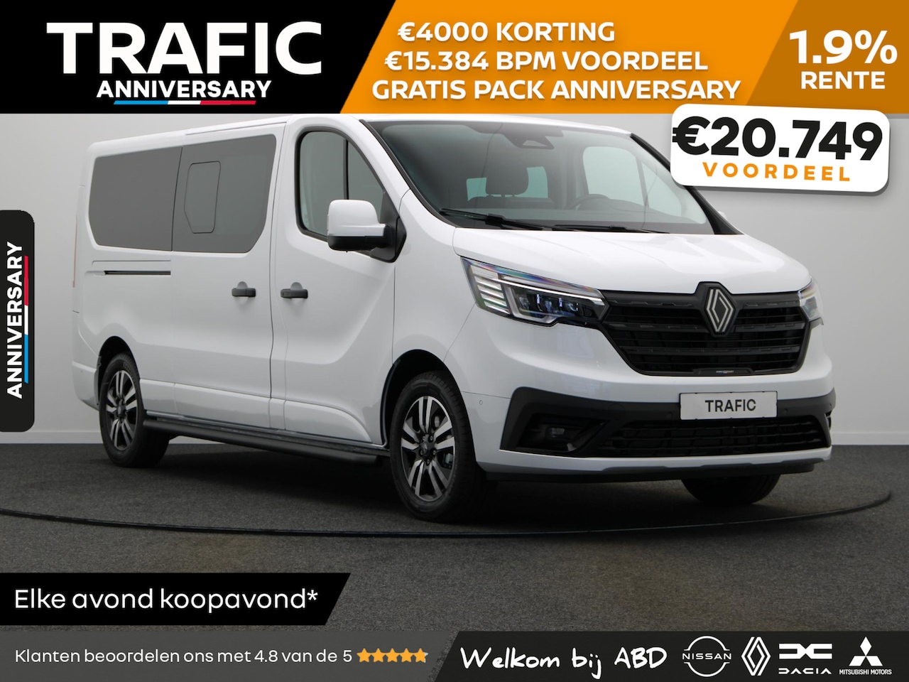 Renault Trafic - 2.0 dCi EDC 170pk T29 L2H1 Extra DC | Anniversary | Sidebars | Zwarte logo's | Glasslook | - AutoWereld.nl