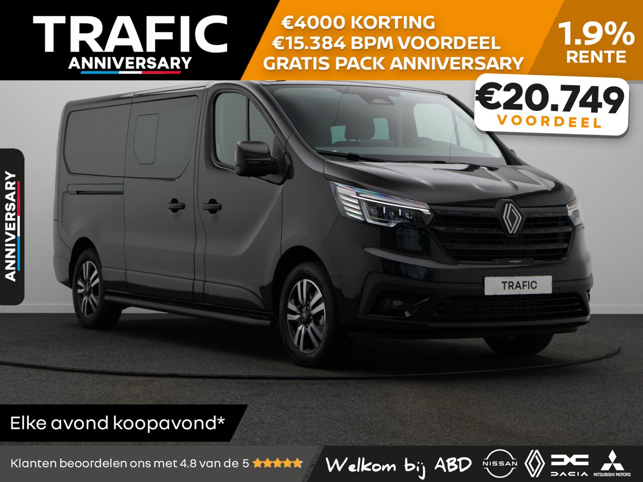 Renault Trafic - 2.0 dCi EDC 170 T29 L2H1 Extra DC | Anniversary | Sidebars | Zwarte logo's | Glasslook | - AutoWereld.nl