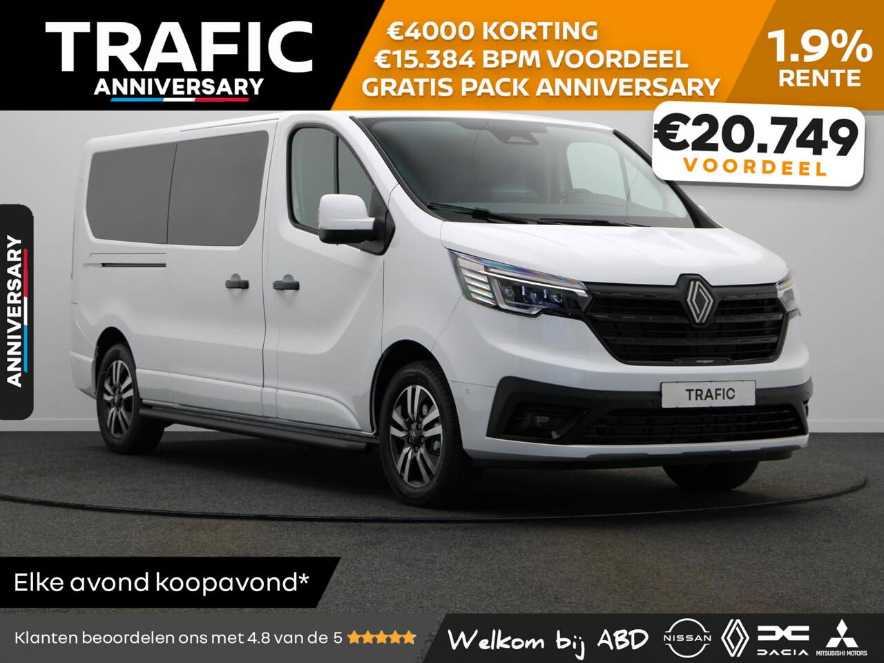 Renault Trafic - 2.0 dCi 150pk EDC T30 L2H1 Extra | Anniversary | Sidebars | Zwarte logo's | Glasslook | - AutoWereld.nl