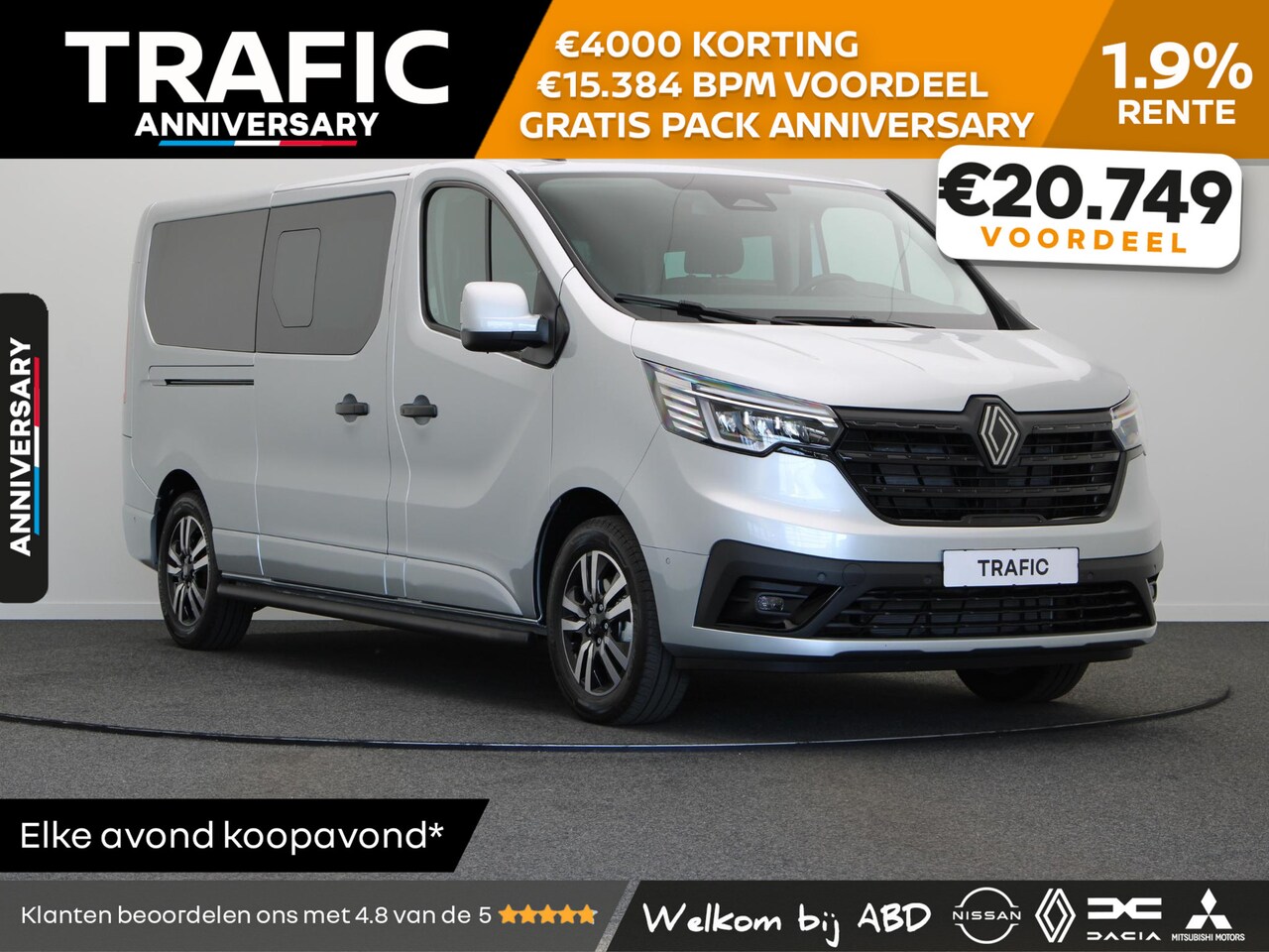 Renault Trafic - 2.0 dCi EDC 170pk T29 L2H1 Extra DC | Anniversary | Sidebars | Zwarte logo's | Glasslook | - AutoWereld.nl
