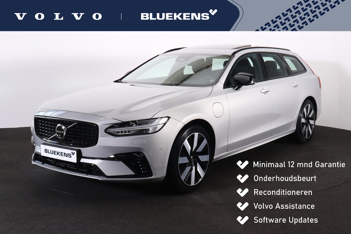 Volvo V90 - T6 Recharge AWD Ultra Dark - Panorama/schuifdak - IntelliSafe Assist & Surround - 360º Cam - AutoWereld.nl