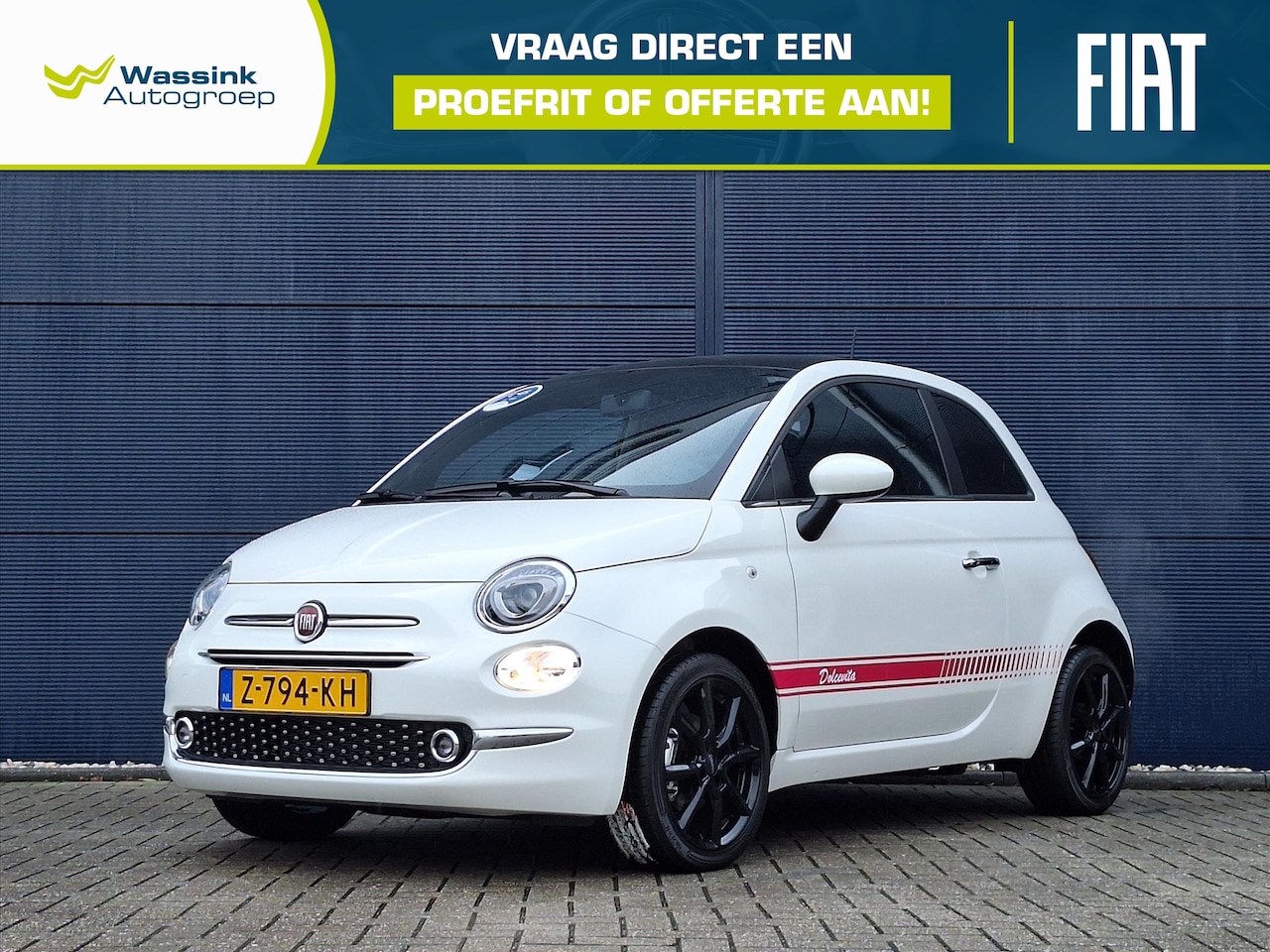 Fiat 500 - 1.0 Hybrid Dolcevita WASSINK Finale | Carplay/android auto | Cruise control | Airco - AutoWereld.nl