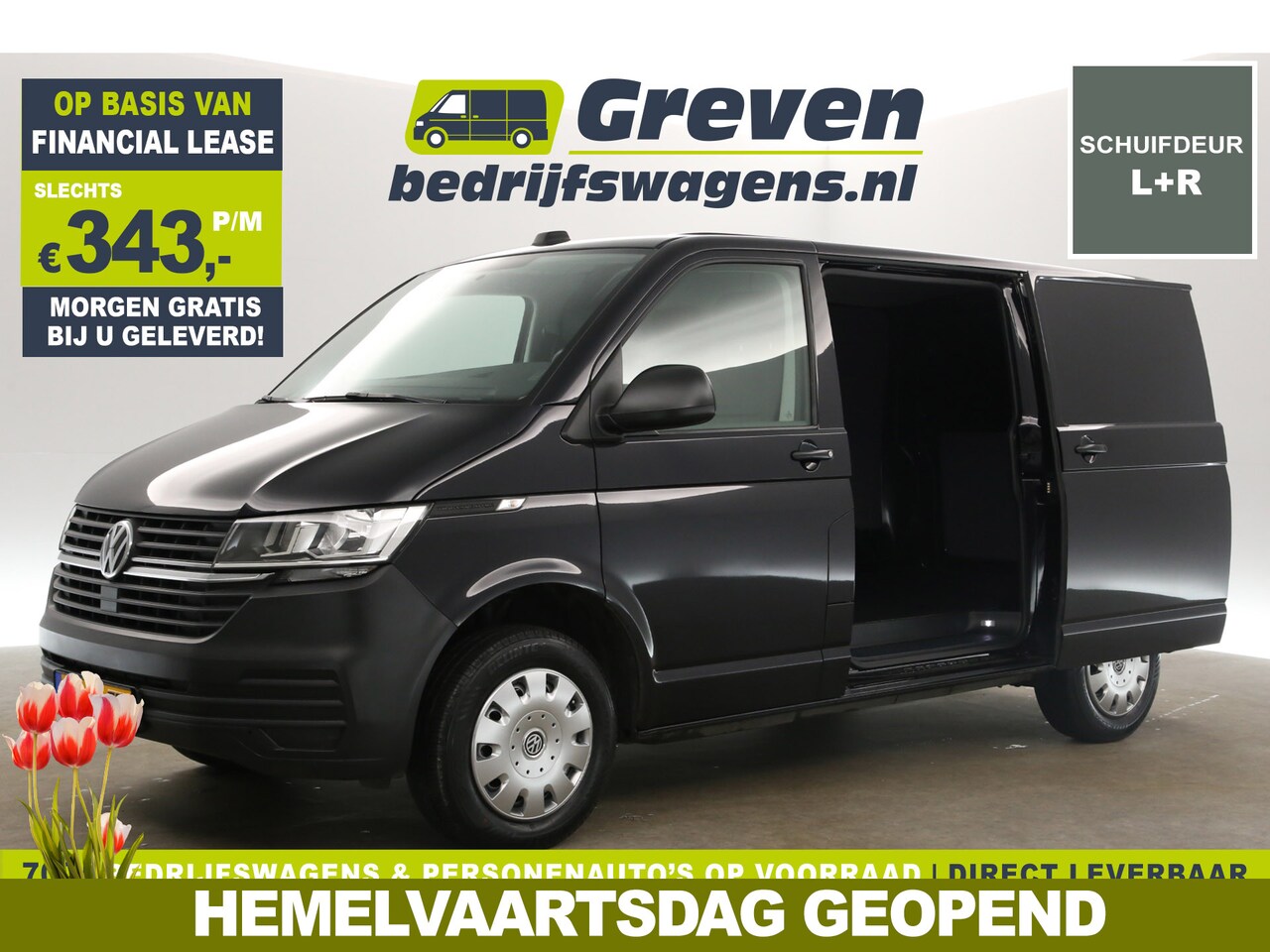 Volkswagen Transporter - 2.0 TDI L1H1 140PK Airco Camera Carplay Cruise 2xSchuifdeur 3 Persoons Elektrpakket Achter - AutoWereld.nl