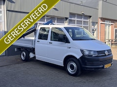 Volkswagen Transporter - 2.0 TDI L2H1 DC Laadkraan Airco Trekhaak 2200kg 6 persoons Euro 6 Open laadbak Pick up p-u