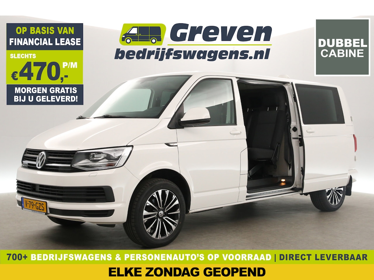 Volkswagen Transporter - 2.0 TDI L2H1 150PK Dubbele Cabine 5 Pers DSG Automaat 2xSchuifdeur Airco Cruise Carplay Na - AutoWereld.nl