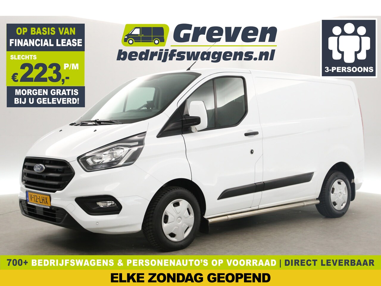 Ford Transit Custom - 2.0 TDCI L1H1 Airco Cruise Camera Navigatie 3 Persoons PDC LED Elektrpakket Trekhaak - AutoWereld.nl
