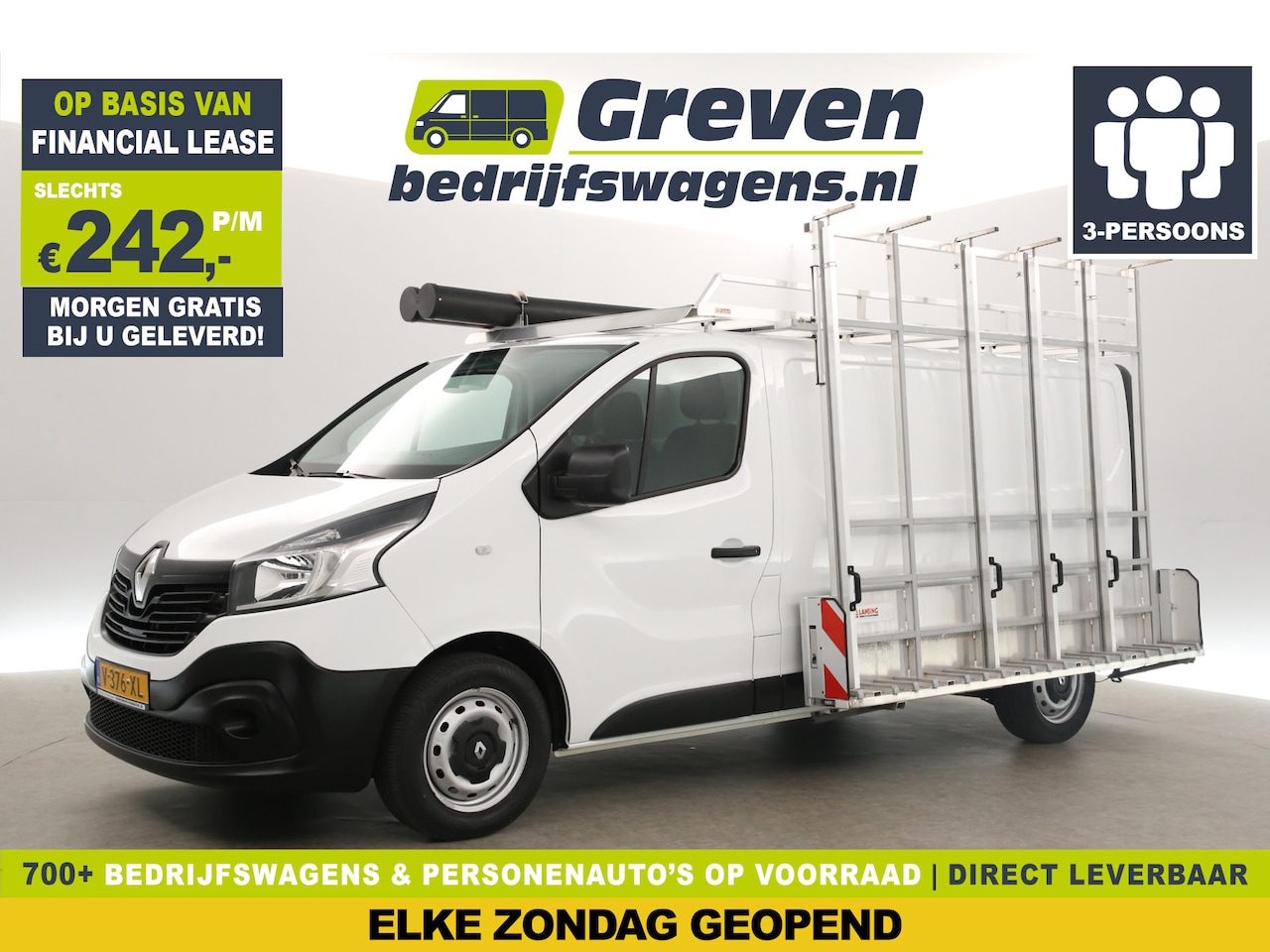 Renault Trafic - 1.6 dCi L2H1 Glasresteel Airco Cruise Navi Glasauto 3 Persoons Elektrpakket Imperiaal Trek - AutoWereld.nl