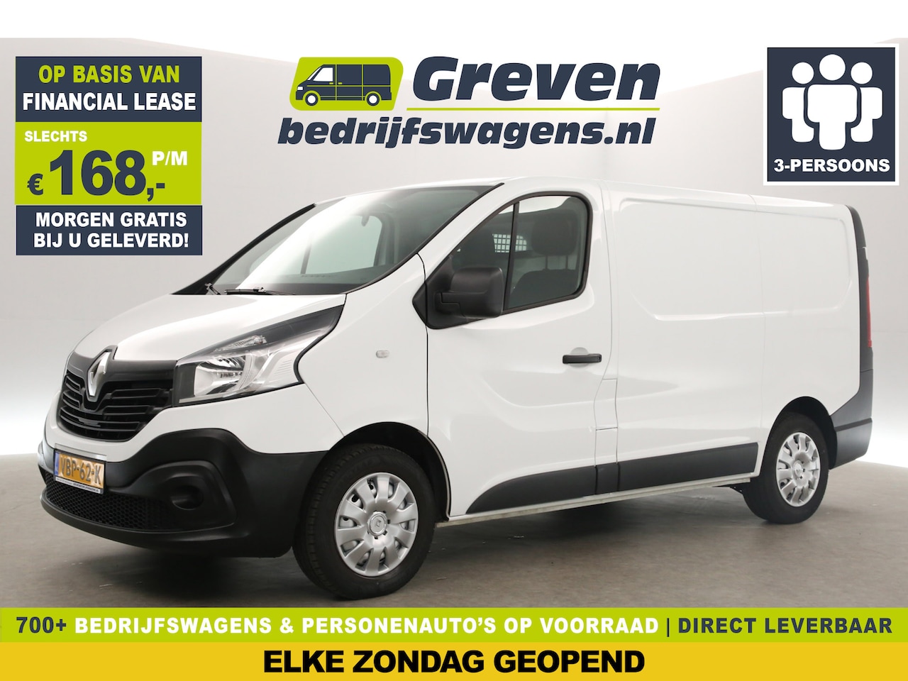Renault Trafic - 1.6 dCi T29 L1H1 Airco Cruise Navigatie PDC 3 Persoons Elektrpakket Schuifdeur - AutoWereld.nl