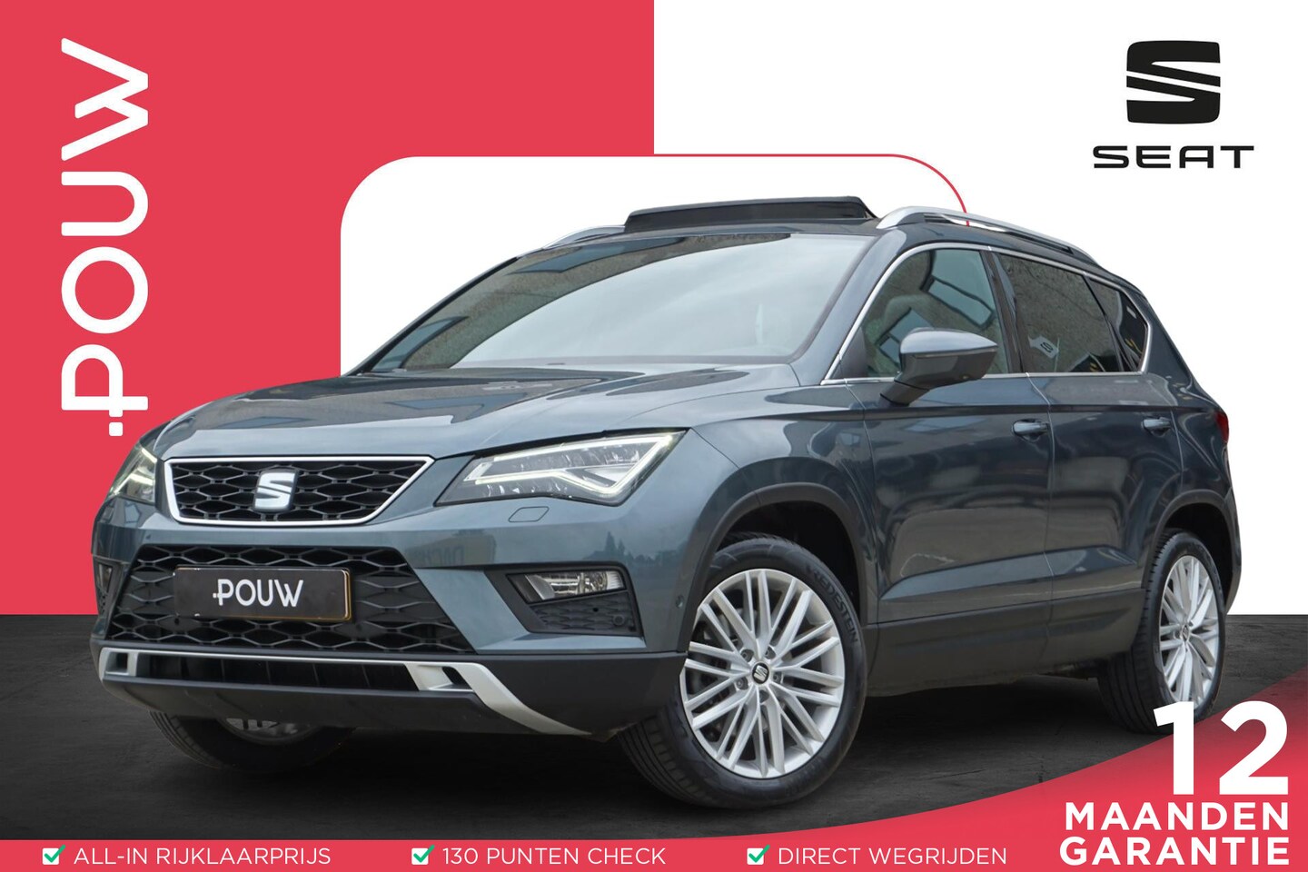 Seat Ateca - 1.4 EcoTSI 150pk DSG Xcellence | Trekhaak Afneembaar | Panoramadak | LED | Adaptive Cruise - AutoWereld.nl