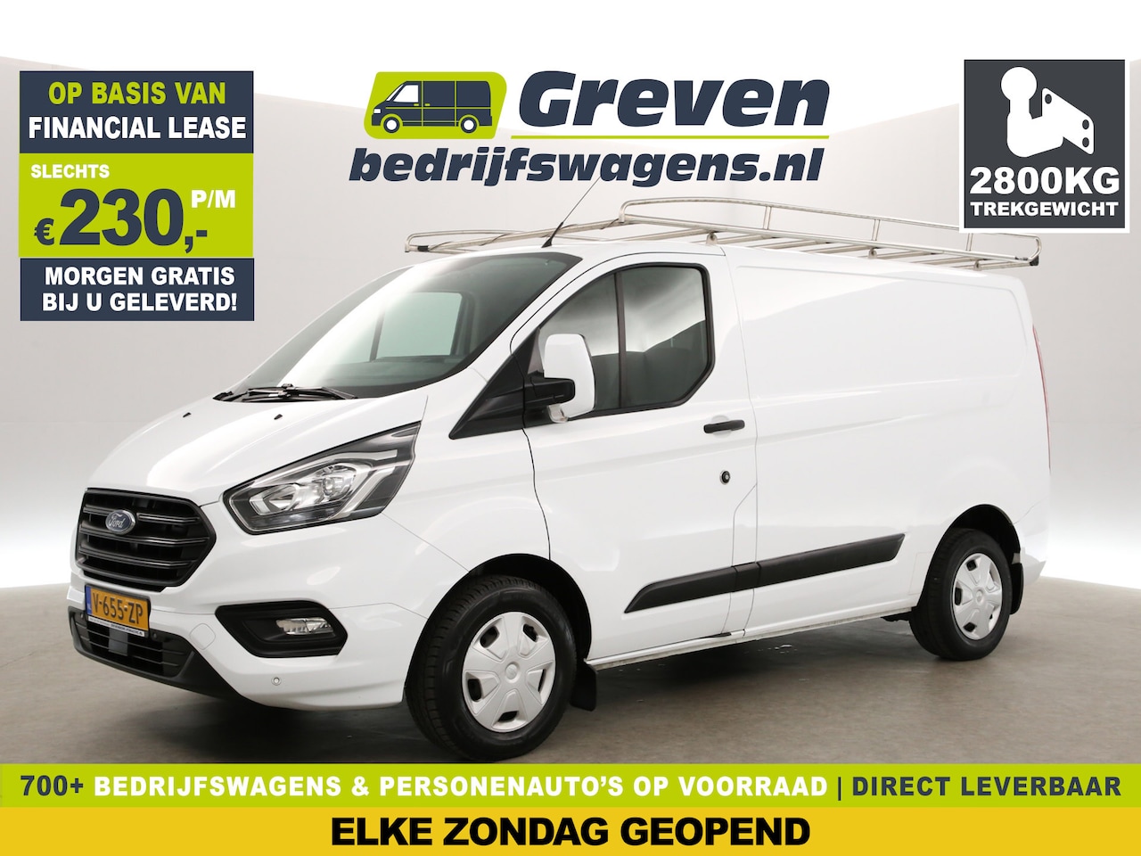 Ford Transit Custom - 280 2.0 TDCI L1H1 2800KG Trekgew. Trekhaak Airco Cruise LED Navigatie Imperiaal 3 Persoons - AutoWereld.nl