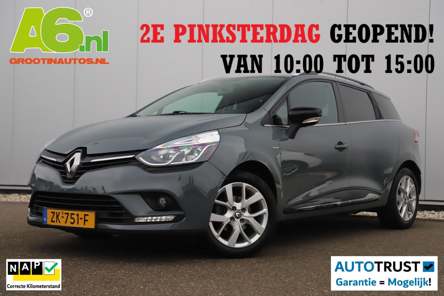 Renault Clio Estate - 0.9 TCe Limited Nardo Grey 16 inch LMV Keyless Navigatie Carplay Airco Cruise Control - AutoWereld.nl