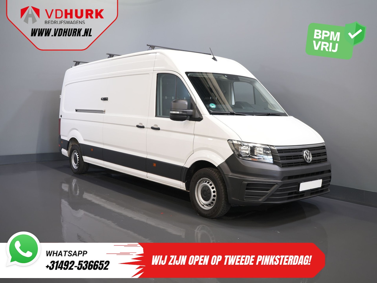Volkswagen Crafter - 35 2.0 TDI 180 pk L4H3 BPM VRIJ! RWD Tacho/ 270gr deuren/ 3.5T trekverm./ Navi/ Carplay/ C - AutoWereld.nl