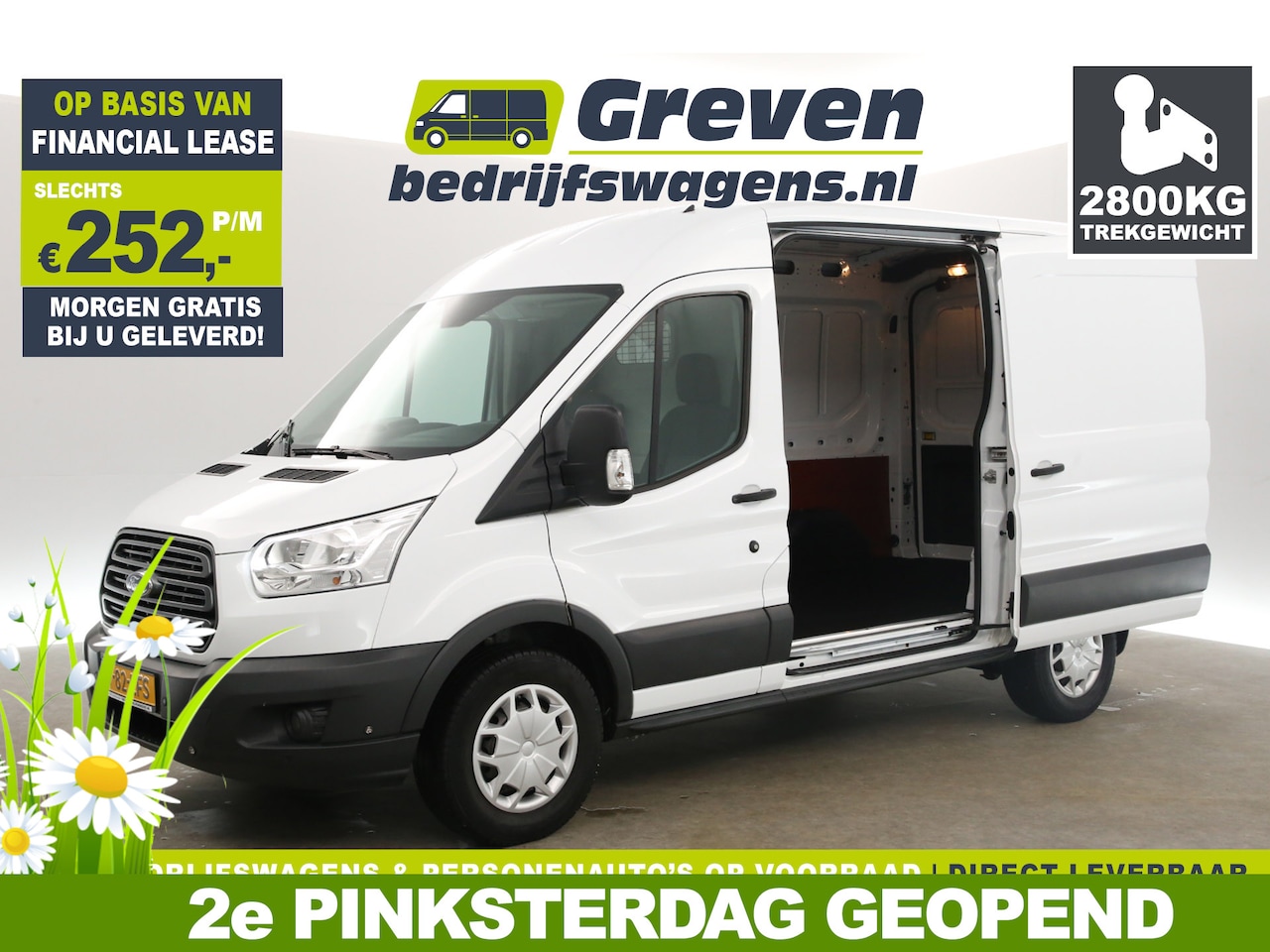 Ford Transit - 350 2.0 TDCI L2H2 170PK 2800KG Trekgew. Airco Cruise 2xSchuifdeur PDC Elektrpakket Trekhaa - AutoWereld.nl