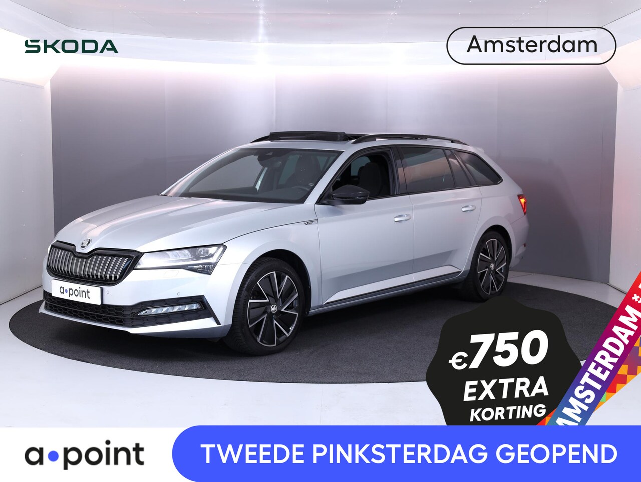 Skoda Superb Combi - 1.4 TSI iV Sportline Business 218 pk | Verlengde garantie | Navigatie | Panoramadak | Park - AutoWereld.nl