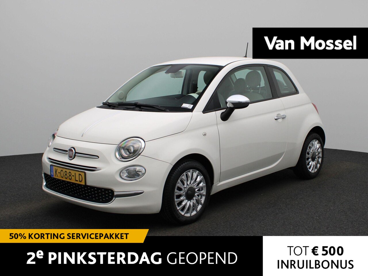 Fiat 500 - 1.0 Hybrid Lounge | Airco | Parkeersensoren | Bluetooth Telefonie | Lichtmetalen Velgen | - AutoWereld.nl