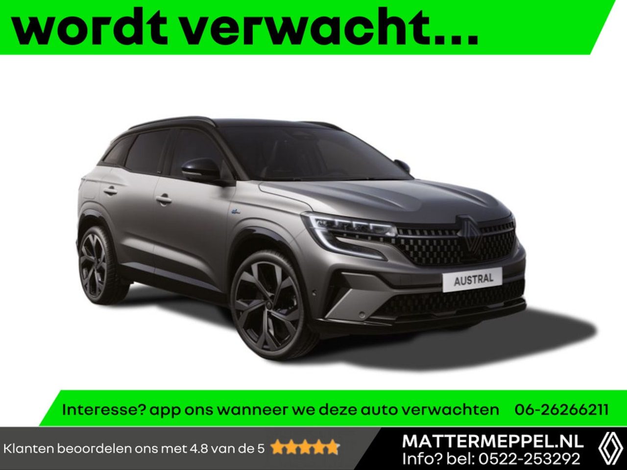 Renault Austral - 1.2 E-Tech Full Hybrid 200 Techno Esprit Alpine Automaat | Mat Grijs Two-Tone | Elektrisch - AutoWereld.nl