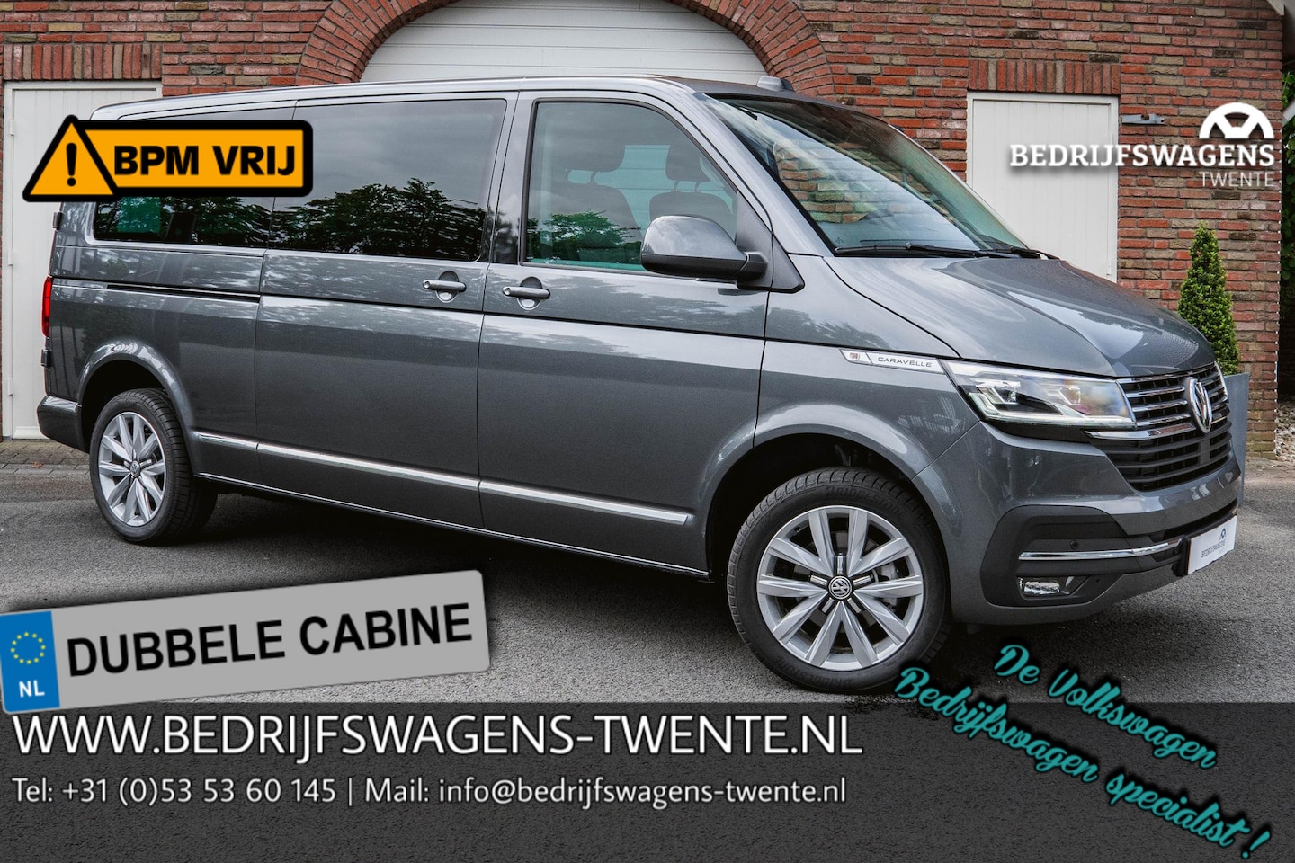 Volkswagen Transporter Caravelle - T6.1 2.0 TDI 150 PK DSG CARAVELLE L2H1 DUB/CAB A-Deuren ACC | LED | Digital Cockpit | Lede - AutoWereld.nl