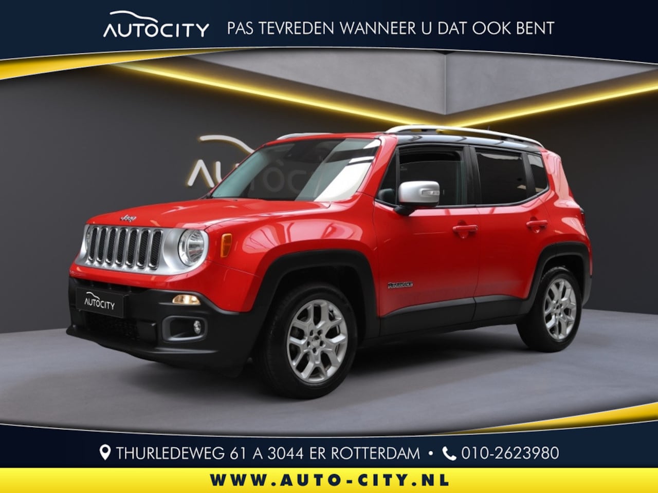 Jeep Renegade - 1.4 MultiAir Limited Airco l Cruise l Keyless l NAVI l Trekhaak - AutoWereld.nl