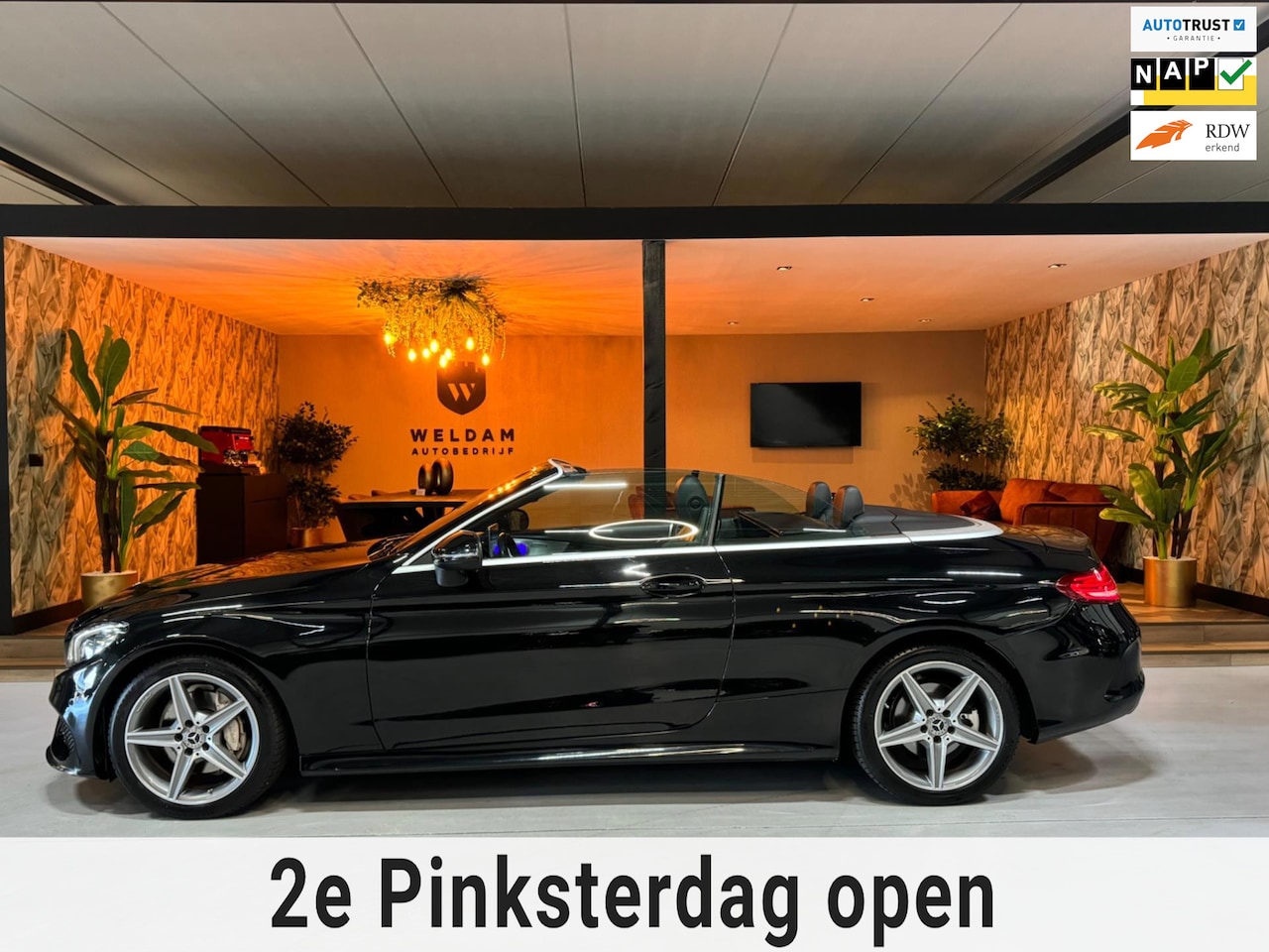 Mercedes-Benz C-klasse Cabrio - 180 AMG Garantie Burmester PDC NekVW StoelVW Sfeer LED Cruise Navi Clima Rijklaar - AutoWereld.nl