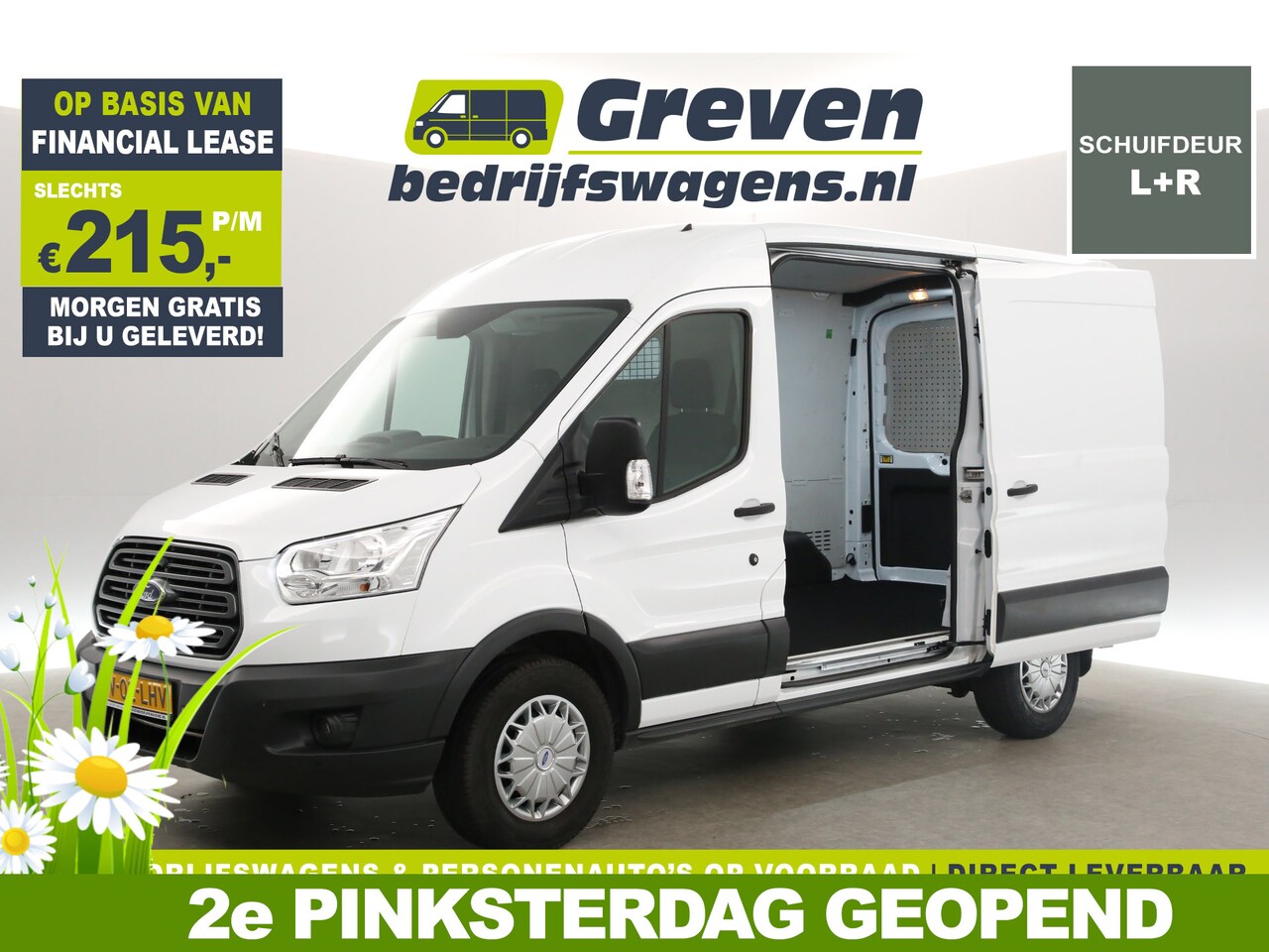 Ford Transit - 350 2.0 TDCI L2H2 2xSchuifdeur Airco Cruise LED Parkeersensoren Stoelverwarming Elektrpakk - AutoWereld.nl