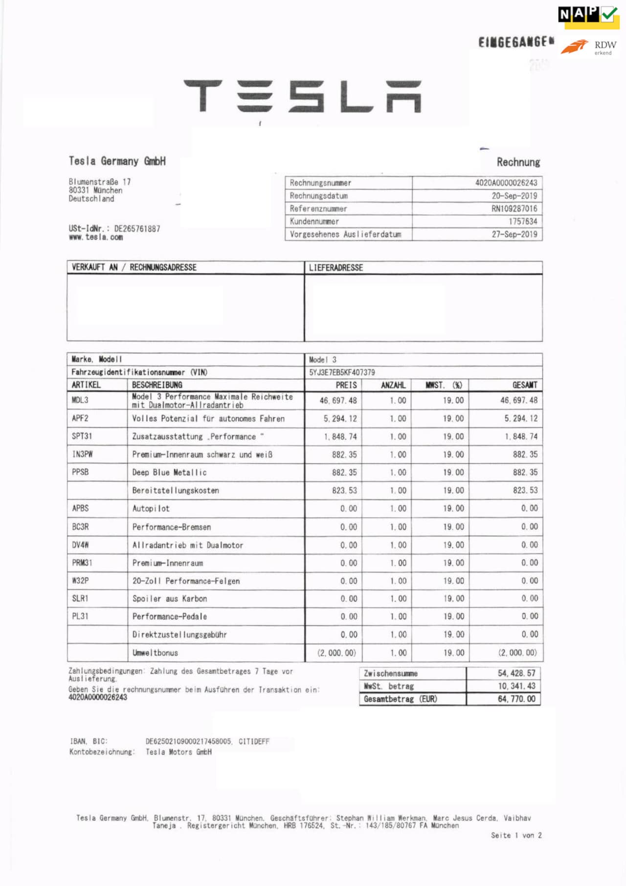 Tesla Model 3 - Performance AWD 75 kWh FSD Actief Wit leder - AutoWereld.nl