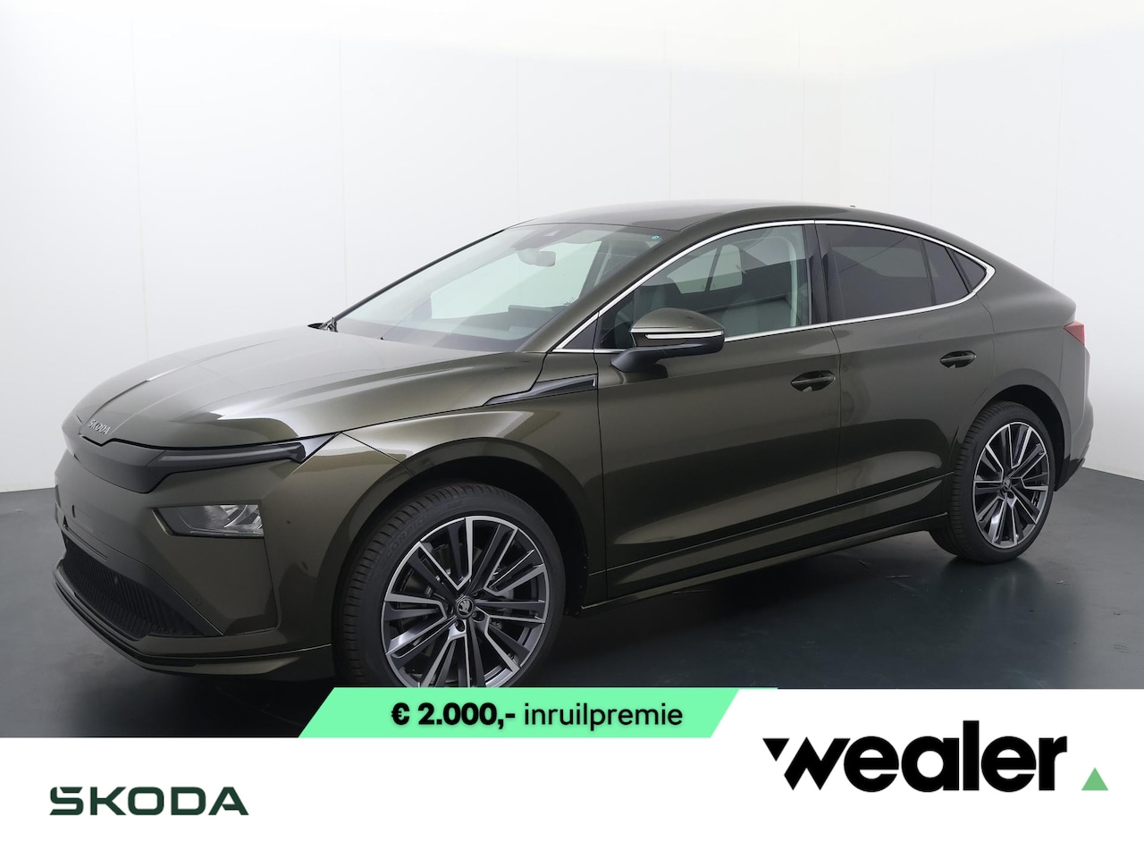Skoda Enyaq Coupé iV - 85 Selection 286 PK | Olibo Green | 21" Lichtmetalen Velgen | Trekhaak | Adaptieve cruise - AutoWereld.nl