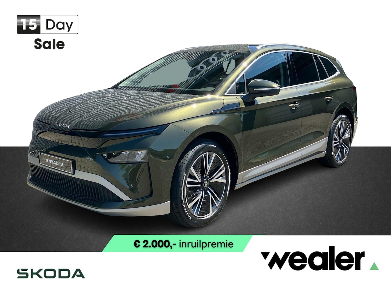 Skoda Enyaq iV - 85 Selection 286 PK | Elektrische achterklep | 20" Lichtmetalen velgen | Olibo Green | - AutoWereld.nl