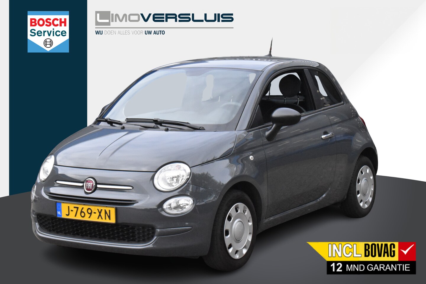 Fiat 500 - 1.0 Hybrid Pop Grigio Carrara 1e Eigenaar | Airco | 12 mnd BOVAG garantie Whatsapp 06-5318 - AutoWereld.nl
