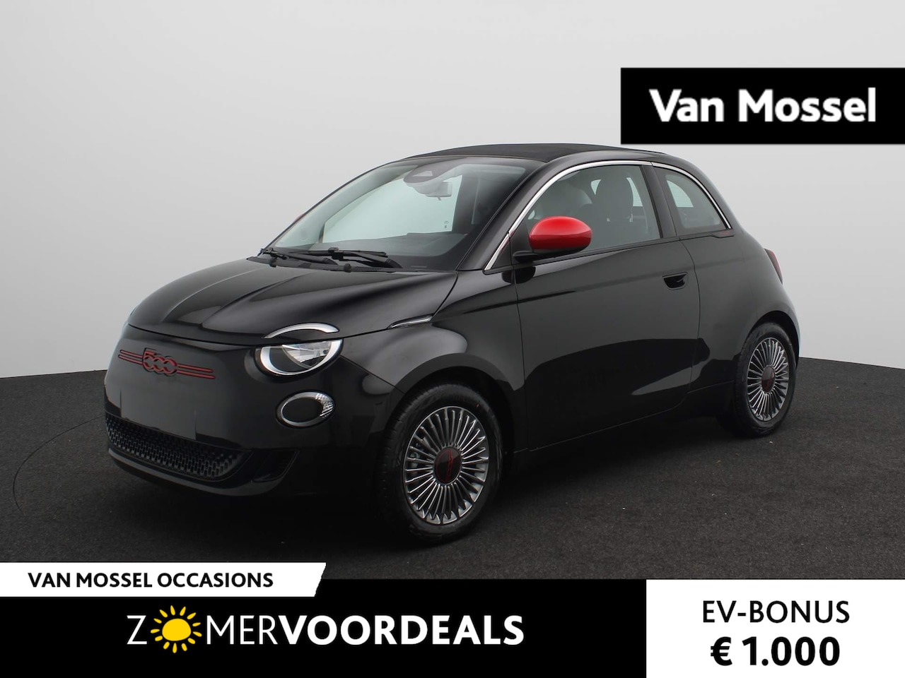 Fiat 500e - Cabrio RED 24 kWh | Cabrio | 16" Lichtmetalen Velgen | Parkeersensoren | - AutoWereld.nl
