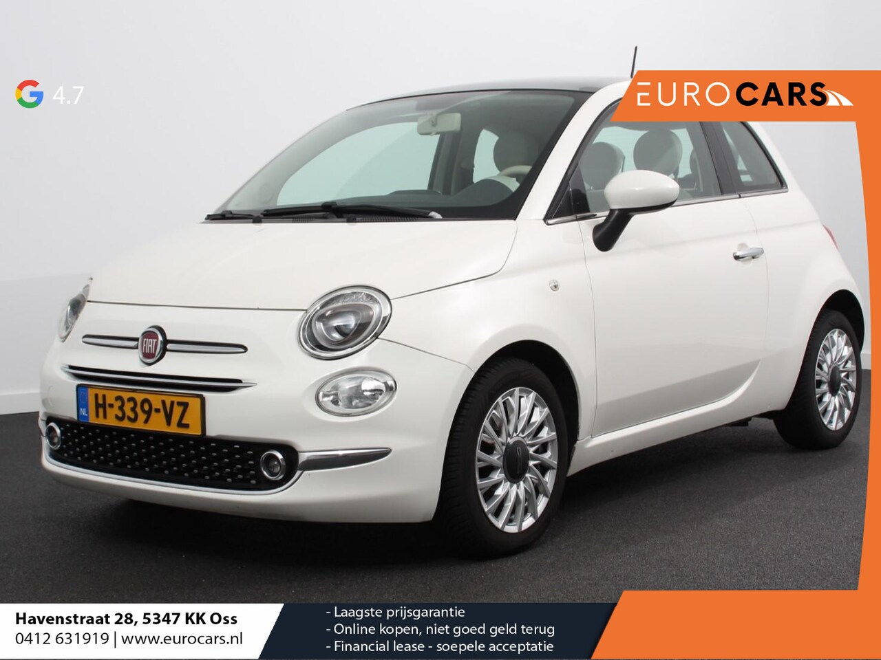 Fiat 500 - 0.9 TwinAir Lounge 80 pk  Airco  Panorama dak  Lichtmetalen velgen  Blue tooth - AutoWereld.nl